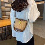 Woven Bucket Bag with Leather Detail – Vintage Summer Handbag for Everyday & Travel - Image 8