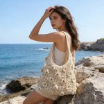 Stylish Floral Shoulder Cotton Woven Beach Bag - Image 4