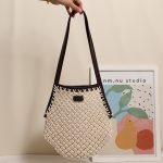 Chic Geometric Shoulder Woven Beach Bag - Image 3