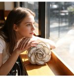 Stylish Gold-Trimmed Camellia Flower Woven Beach Bag - Image 14