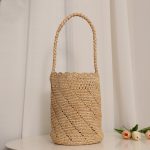 Chic Raffia Bucket Bag with Lace Trim - Image 6
