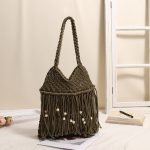 Stylish Woven Cotton Shoulder Bag with Tassels - Image 3