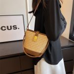 Woven Bucket Bag with Leather Detail – Vintage Summer Handbag for Everyday & Travel - Image 4