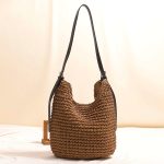 Stylish Spacious Woven Crossbody Bag with PU Strap - Image 6