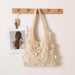 Stylish Floral Shoulder Cotton Woven Beach Bag
