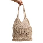 Stylish Woven Cotton Shoulder Bag with Tassels - Image 5