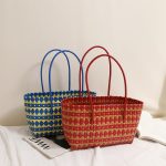 Stylish Long Floral Woven Tote Bag - Image 2
