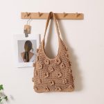 Stylish Floral Shoulder Cotton Woven Beach Bag - Image 2