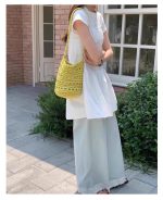Stylish Woven Cotton Bucket Bag - Image 12