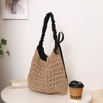 Stylish Spacious Woven Shoulder Bag with Bow - Image 3
