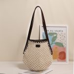 Chic Geometric Shoulder Woven Beach Bag - Image 2