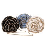 Stylish Gold-Trimmed Camellia Flower Woven Beach Bag - Image 5