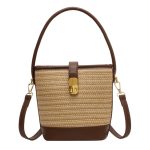 Woven Bucket Bag with Leather Detail – Vintage Summer Handbag for Everyday & Travel - Image 5