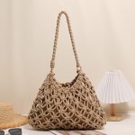 Stylish Woven Cotton Shoulder Bag for Beach Getaways - Image 2