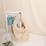Stylish Floral Shoulder Cotton Woven Beach Bag - Image 5