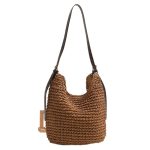 Stylish Spacious Woven Crossbody Bag with PU Strap - Image 5
