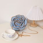 Stylish Gold-Trimmed Camellia Flower Woven Beach Bag - Image 8