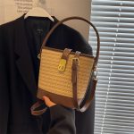 Woven Bucket Bag with Leather Detail – Vintage Summer Handbag for Everyday & Travel - Image 2