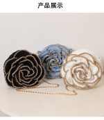 Stylish Gold-Trimmed Camellia Flower Woven Beach Bag - Image 10