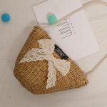 Charming Woven Crossbody Bag with Lace Bow - Image 5