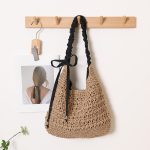 Stylish Spacious Woven Shoulder Bag with Bow - Image 6