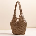 Stylish Large Pearl-Embellished Straw Shoulder Bag - Image 3