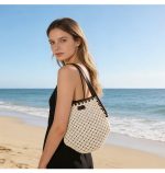Chic Geometric Shoulder Woven Beach Bag - Image 7