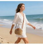 Chic Half-Moon Woven Crossbody Bag - Image 13