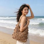 Stylish Floral Shoulder Cotton Woven Beach Bag - Image 3