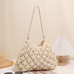 Stylish Woven Cotton Shoulder Bag for Beach Getaways - Image 4