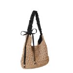 Stylish Spacious Woven Shoulder Bag with Bow - Image 5