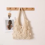 Stylish Floral Shoulder Cotton Woven Beach Bag - Image 7